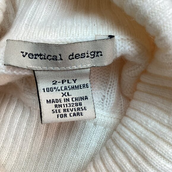 Vertical Design 2-ply Cashmere Cable Knit Womens XL Sweater  Turtleneck - Picture 9 of 12
